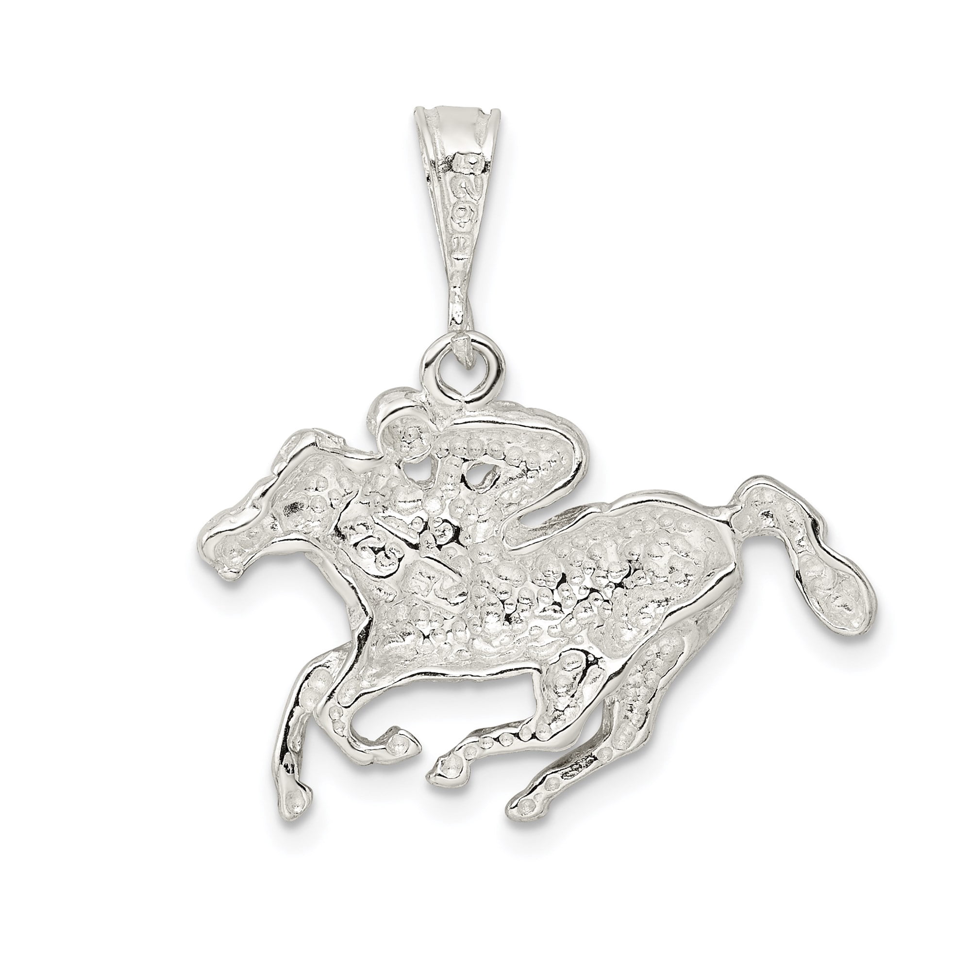 Sterling Silver Horse Racing Pendant with Galloping Jockey, 925 Equestrian Necklace for Men and Women, Sport Charm Symbolizing Speed and Passion