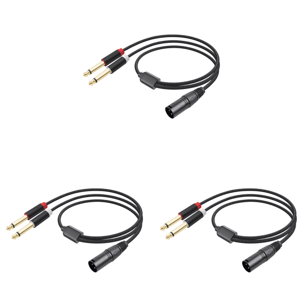 Cable Micrófono Divisor XLR A Doble TS Mono Y 1/4 Pulg. 6 35 Mm para Mezclador (3 Metros)
