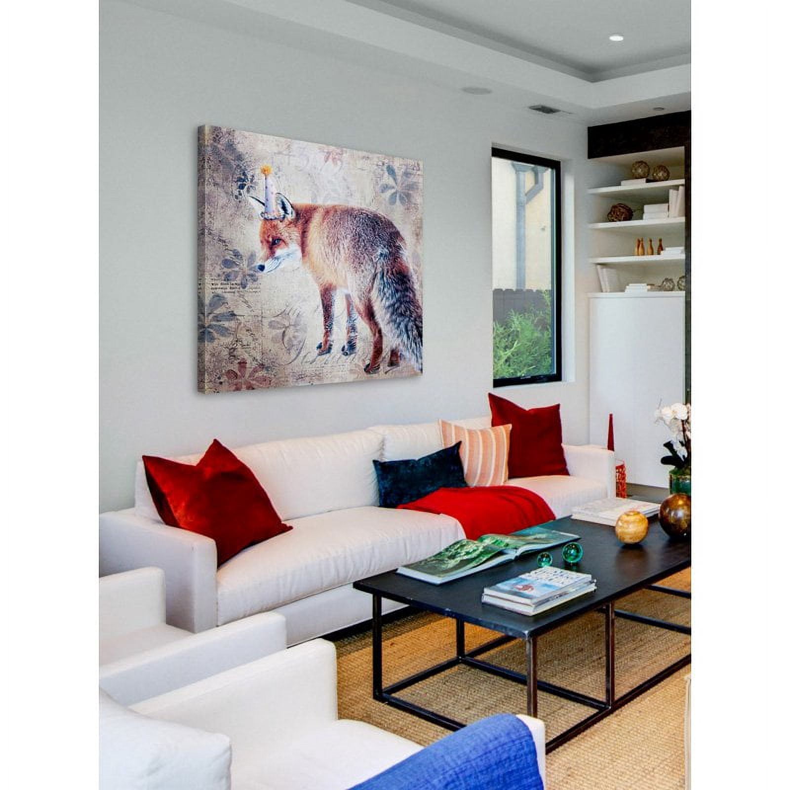 "Party Fox" Painting Print on Wrapped Canvas