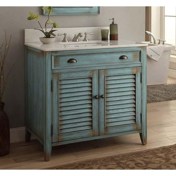 36" Benton Collection Abbeville Distressed Blue Bathroom Vanity CF28884BUBS
