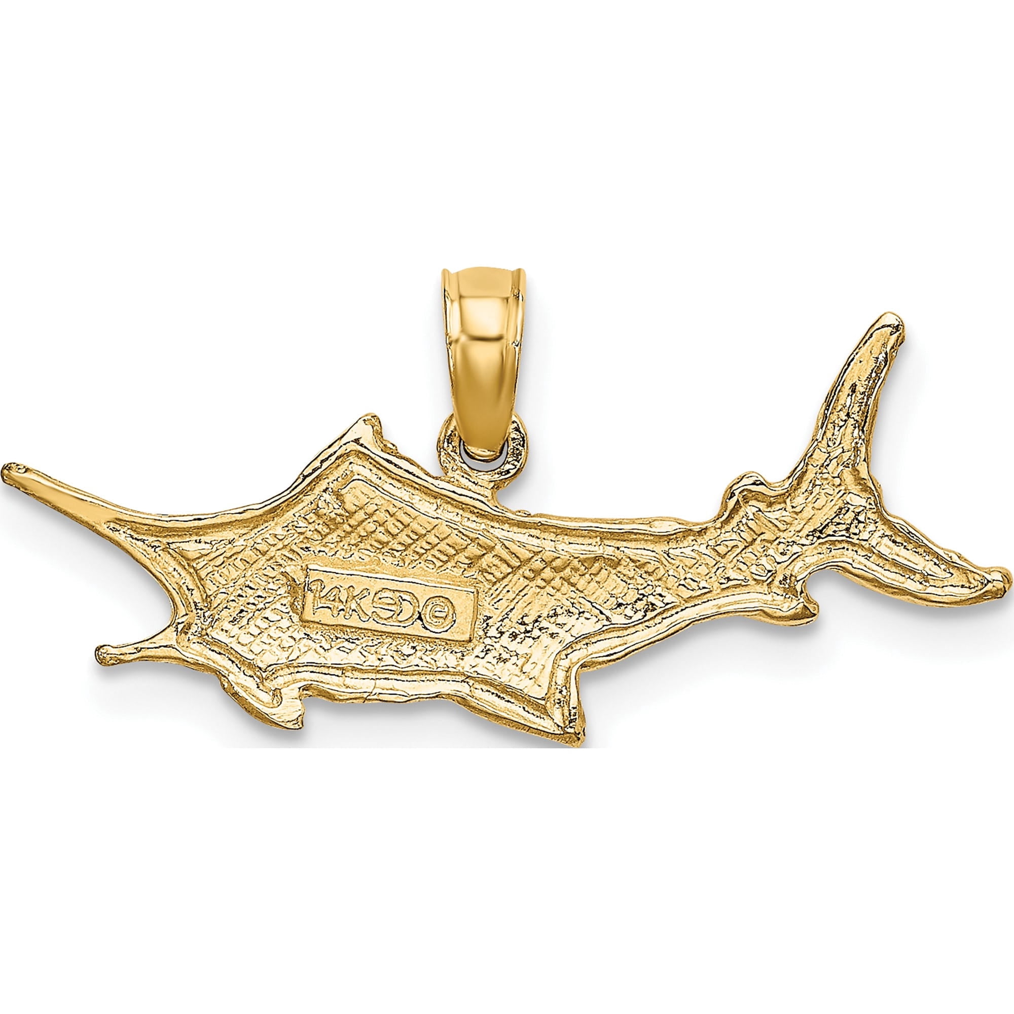 10K Textured 2-D Marlin Fish Charm Yellow Gold Material Artisan Luxe Glamorous Designed for those who cherish timeless beauty