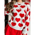 thumbnail image 5 of Komoo Valentines Sweater Women Heart Print Long Sleeve Pullover Tops Oversized Fuzzy Graphic Jumper, 5 of 7