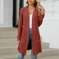 thumbnail image 5 of Durtebeua Women's 2024 Long Sleeve Open Front Hoodie Knit Sweater Cardigan Outwear Brick Red,2XL, 5 of 7