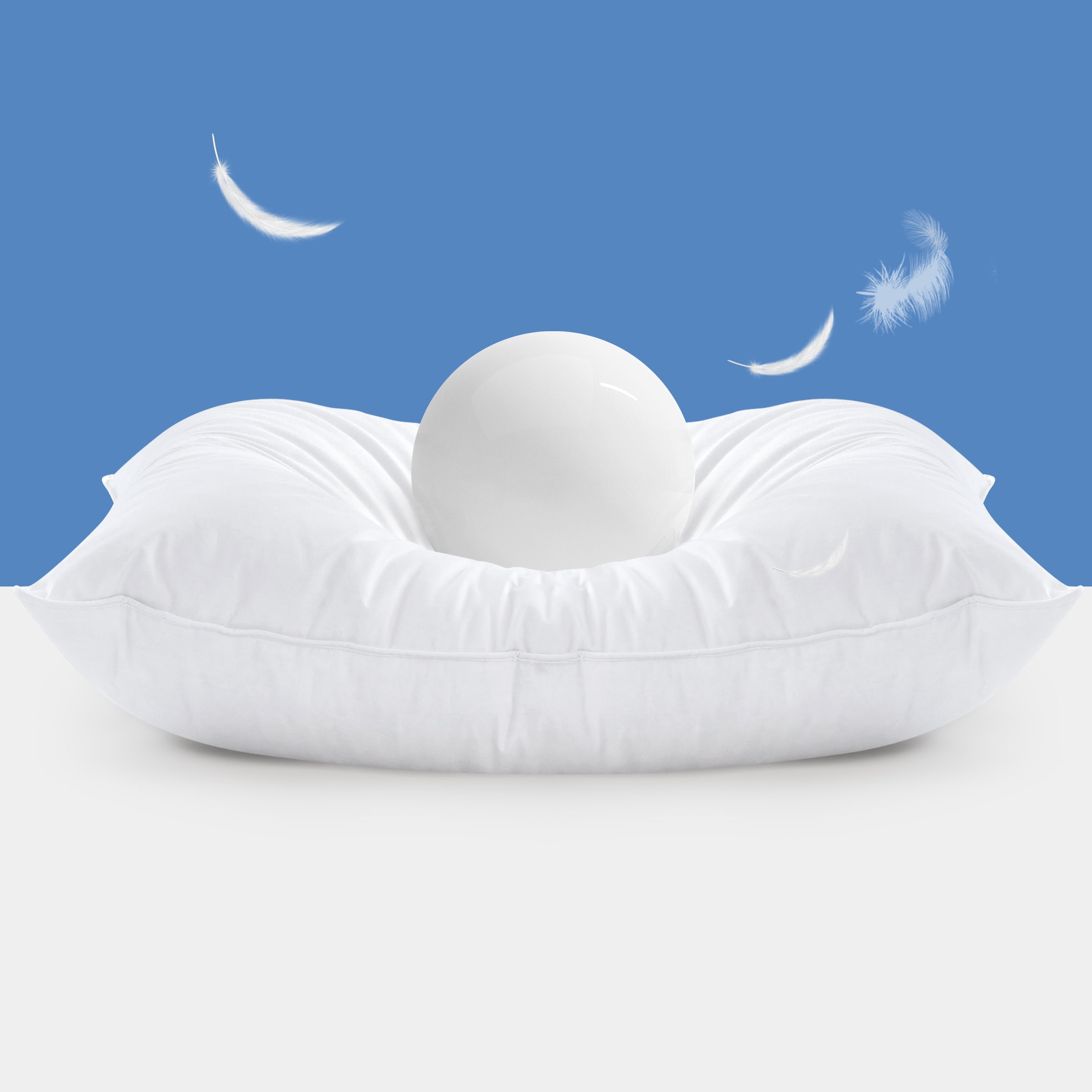 Subrtex Goose Down Feather Gussted Bed Pillows, White, Standard Size