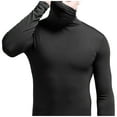 thumbnail image 2 of JTieacloth Sleepwear for Men Mens Winter Single Neck Protector Top High Collar Mens Warm Long Sleeve Thin Tight Base Shirt Solid Color Thermal Underwear Black, 2 of 3