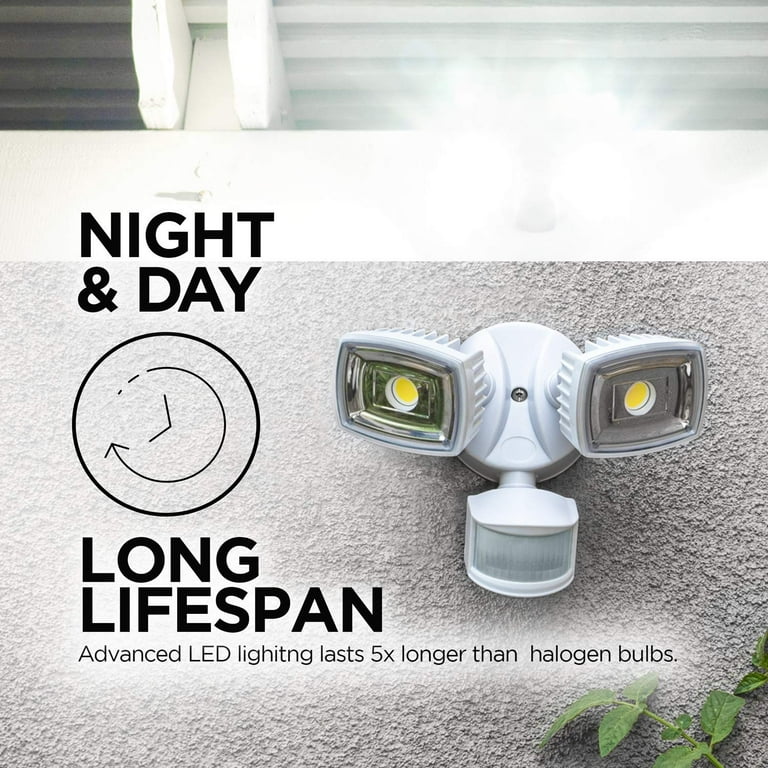 Home Zone ES00730V Security Motion Sensor, Outdoor Weatherproof Ultra Bright 5000K LED Flood Lights, White Home Zone ES00730V Security Motion Sensor, Outdoor Weatherproof Ultra Bright 5000K LED Flood Lights, White