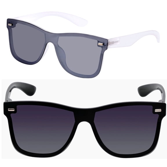 2 Pair of "The Omni" Lightweight Polarized Sunglasses for Men and Women, Gradient Lenses and Spring Hinges - Jet/Crystal Slate