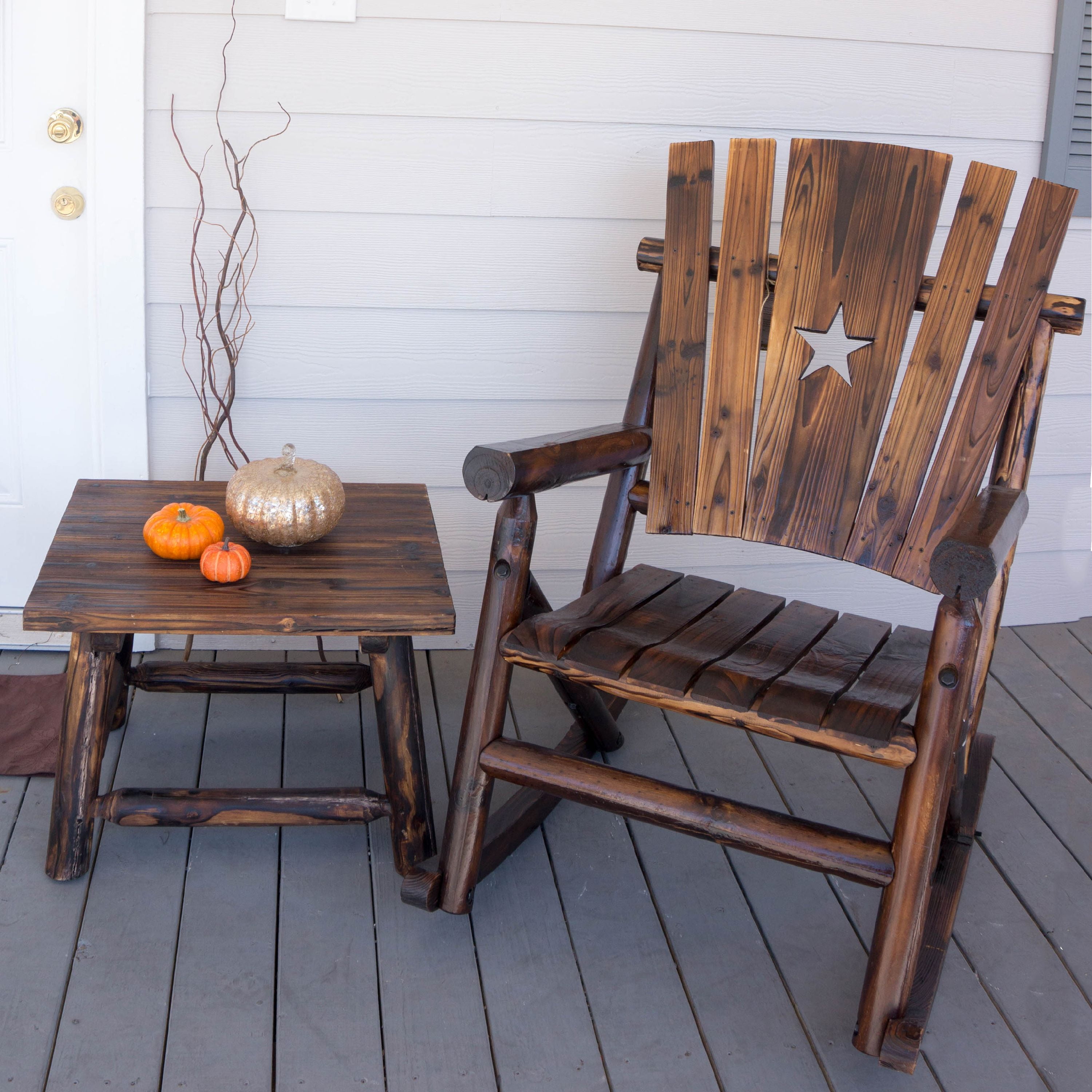 Leigh Country TX 93723 Char-Log Rectangular Outdoor Patio End Table - Brown