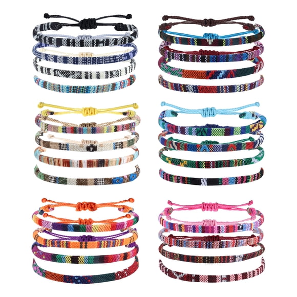 Pulseras Florideco 24 Piezas Tobilleras Boho Ajustables e Impermeables