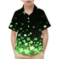 thumbnail image 5 of OGLCCG Kids Boys St.Patrick's Day Shirt Irish Clover Printed Short Sleeve Button Down Shirts Loose Fit Summer Casual Funny Hawaiian Shirt 2-15 Years, 5 of 6