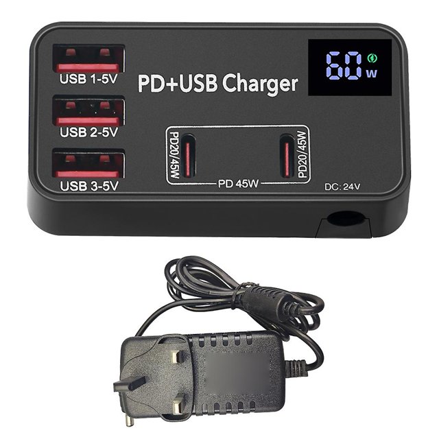 UK UK Chip incorporado de administración de energía del bloque de carga USB rápido de la estación de carga Pd 60w