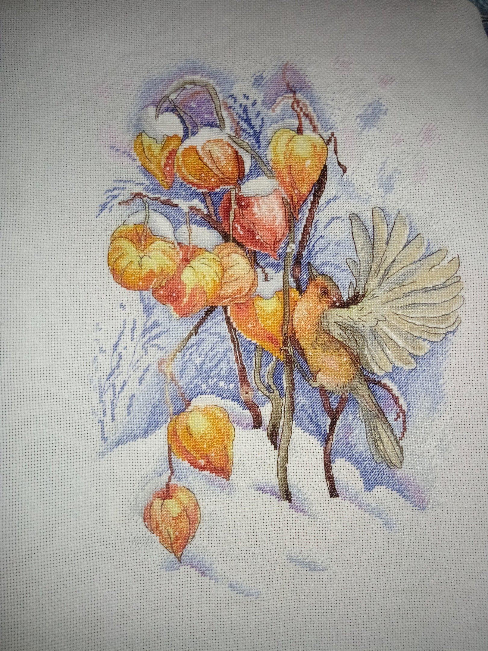 Counted Cross-Stitch Kit Flying Bird SNV-659 Needlework Nature Blue MP Studia