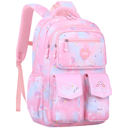 Kivdit School Backpack for Girls,Large Capacity School Bag,Waterproof Bookbag for Kids Teens,Pink