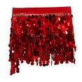 thumbnail image 4 of IWRICH Women's Sequin Skirt Sparkle Stretchy Bodycon Mini Party Glitter Skirts Red One Size, 4 of 4