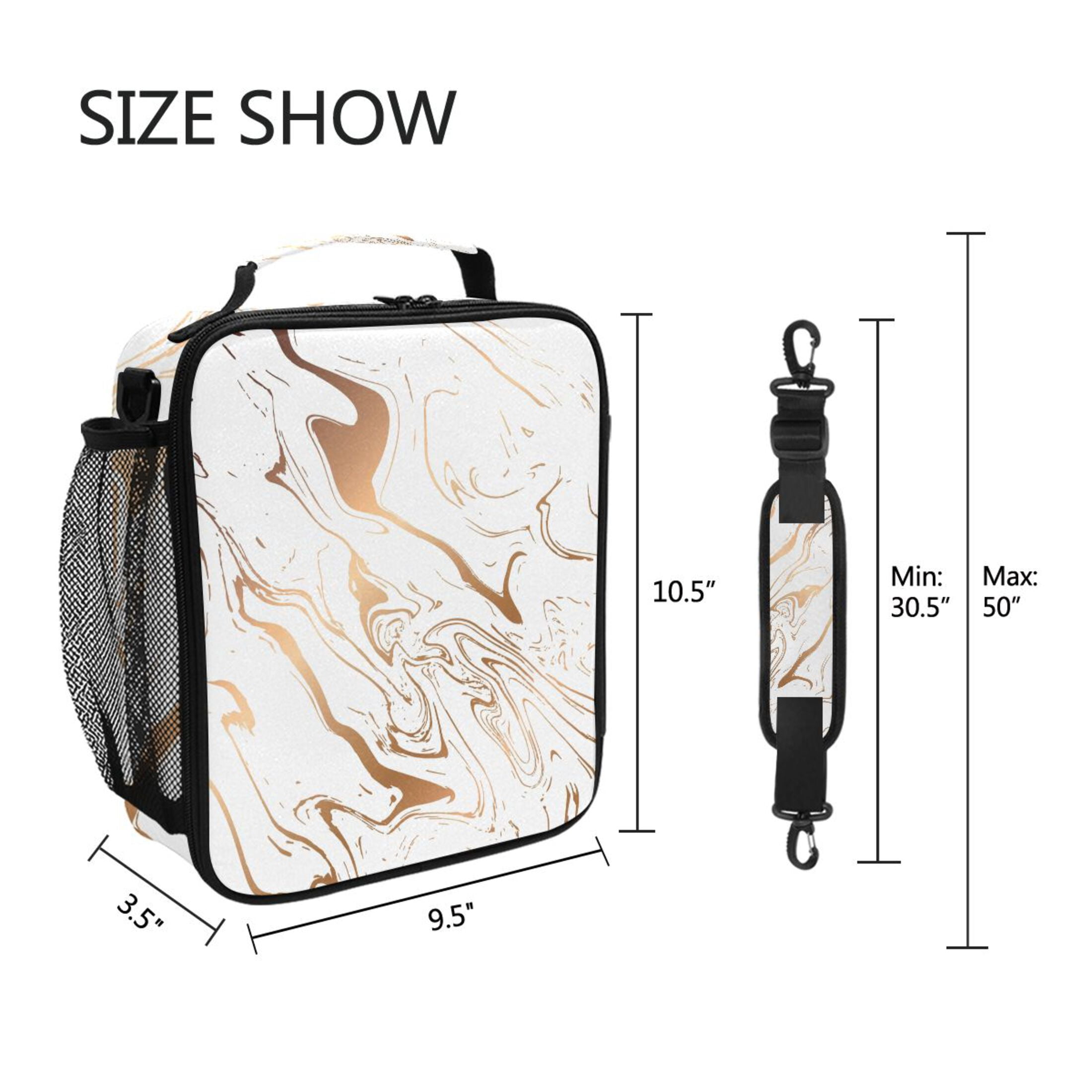 ALAZA White Marble Kids Lunch Bag Insulated Lunch Box Thermal Cooler Tote