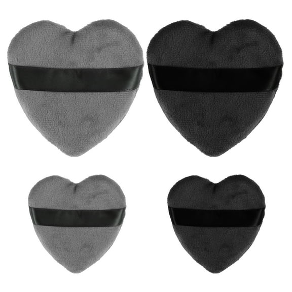 Unique Bargains 4 Pcs Loose Puff Face Soft Heart Shape Puff Makeup Tool Black Gray