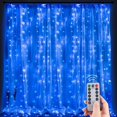 thumbnail image 1 of 1pc Curtain Lights, 300 LED Curtain Fairy Lights With Remote, 8 Modes 9.8 × 9.8 Ft Curtain String Lights, Waterproof, USB Plug In, Copper Wire Lights For Bedroom Window Chrismas Wedding Party, 1 of 5