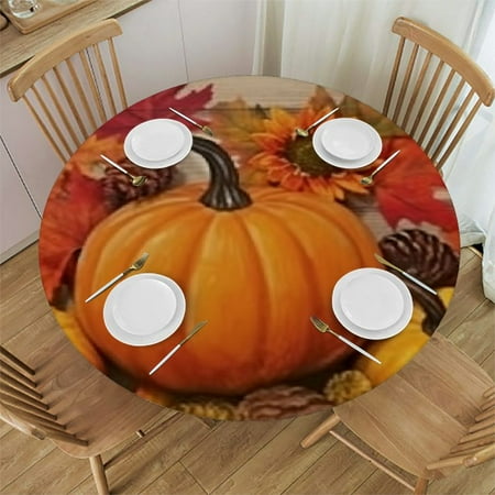 

Orinice Pumpkin Fall Leaves Round Tablecloth Stain-Resistant Washable Indoor Outdoor for Restaurants Parties 100% Polyester Outdoor Picnic Camping Kitchen Dining Party Washable Home Decoration 46 -50