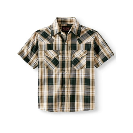 Little Me Plaid Dress Shirt - Plains Short Sleeve Plaid Western Shirt (Little Boys & Big Boys)