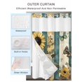 thumbnail image 2 of No Hook Cloth Fabric Shower Curtain with Snap in Liner, White Roses Waterproof Shower Curtains Set with See Through Top Window, Sunflower Spring Floral Retro Blue Striped Bath Curtains Shower 54"x78", 2 of 6