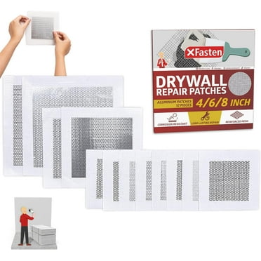 XFasten Drywall Repair Kit 12-Pack 4/6/8 Inch Aluminum Dry Wall Repair Patch Kit, Wall Patch Kit for Holes Drywall, Sheetrock Repair Kit, Ceiling Mesh Self-Adhesive Drywall Hole Repair Kit