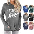 thumbnail image 3 of Sudadera con bolsillo para mujer, estampado de oso, cuello redondo, suave, cómoda, manga larga, camiseta para citas diarias, 3 of 5