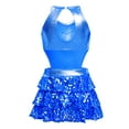 thumbnail image 4 of Miutii Kids Girls Shiny Sequins Salsa Samba Rumba Dance Costumes Sleeveless Cutout Metallic Latin Jazz Dancewear Blue 10, 4 of 5