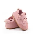 thumbnail image 2 of Dakaela Baby Shoes Boys Girls Non Slip Walking Sneakers 0 3 6 9 12 18 Months Infant Moccasins Newborn Loafers Crib Shoes with Hook and Loop Pink Size 5, 2 of 7