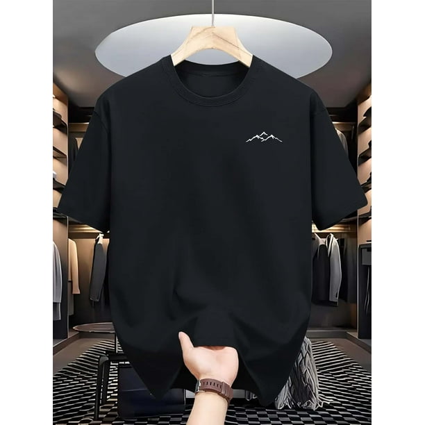 Camiseta con estampado de montaña para hombre, diseño único, cómoda e informal, elegante y versátil camiseta de verano de manga corta. Camisetas de ocio.