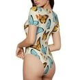thumbnail image 3 of Daiia Butterflies Women'S Crew Neck Short Sleeve Slim Fit T Shirts Tops Basic Bodysuit Leotard Clothing-Small, 3 of 9