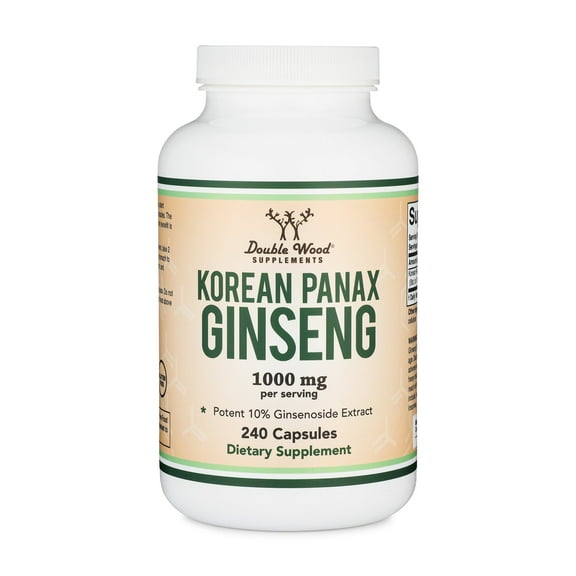 Panax Ginseng (Korean Red Variety) (4 Month Supply) 240 Vegan Capsules - 1,000mg per Serving for Mood, Cognitive Function, Energy and Stress by Double Wood Supplements
