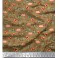 thumbnail image 1 of Soimoi Brown Cotton Cambric Fabric Honey Bee & Bettle Bee Insects Print Sewing Fabric BTY 56 Inch Wide, 1 of 1