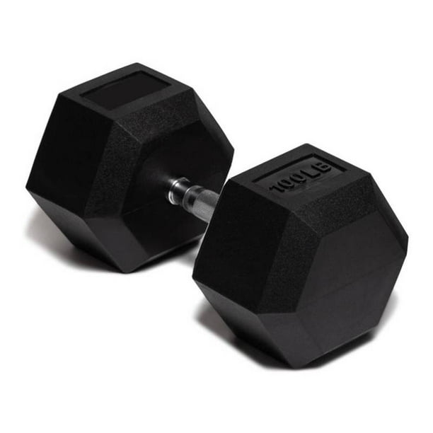 Mancuerna Hexagonal 100 Lb con Revestimiento en Goma MDFitness Pesa, Dumbbell MDFitness Hexagonal Recubierta