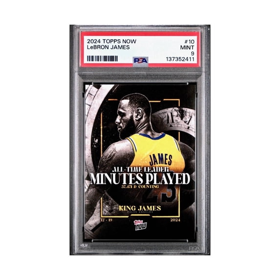 LeBron James 2024 Topps Now #10 All-Time Leader Minutes Played PSA 9 Mint