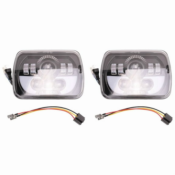 2X 300W 5X7 Led Headlights Led Sealed Beam Head Light with High Low Beam Led Headlight for Yj Xj,2* headlights 2* adapter,Black