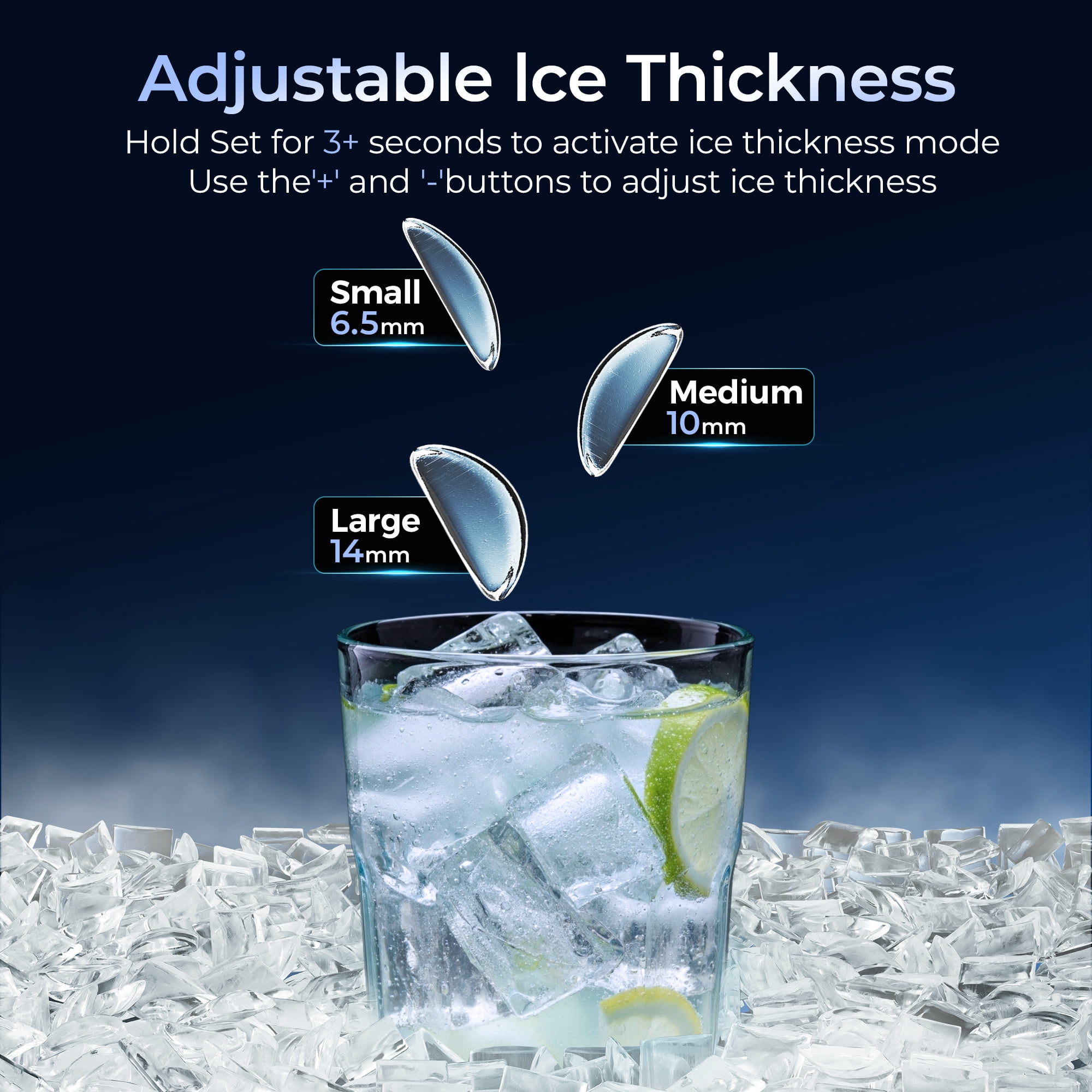 Simzlife Crescent Ice Makers Countertop, 35.9Lbs/24H, 16Pcs in 12Mins, Auto Deep Cleaning, Timer, Portable Crescent Ice Maker Countertop with Crystal-Clear Ice Cubes for Home/Office/Party
