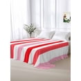 thumbnail image 5 of Red Pink Stripe Twim Size Flat Sheet, Wrinkleproof & Fadeproof Cooling Flat Bed Sheet Only, Geometric White Vertical Striped Breathable Soft Bedding Top Sheets 66 x 96 Inches, 5 of 8