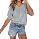 thumbnail image 1 of Camiseta de mujer, camiseta de manga corta con cuello redondo, camiseta sólida a rayas, blusa, regalo para mujer Fridja ghk5444, 1 of 6