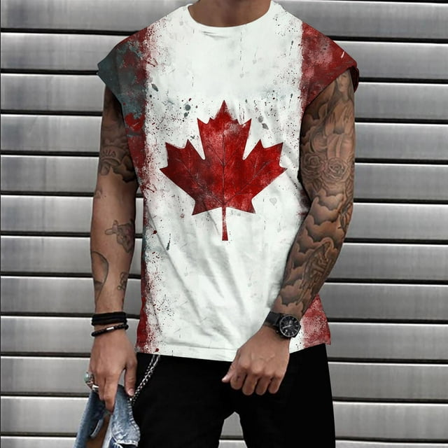 Camiseta sin mangas de cuello redondo para hombre, informal, a la moda, con estampado, sin mangas, deportiva, de poliéster