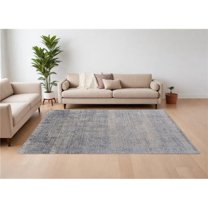 HomeRoots 566956 9 x 12 ft. Abstract Hand Woven Worn Faded Rectangle Area Rug, Gray, Ivory & Blue