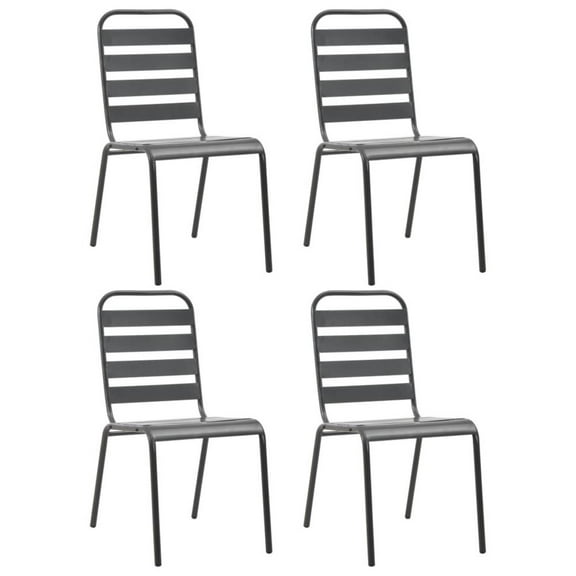 vidaXL Outdoor Chairs 4 pcs Slatted Design Steel Dark Gray, 310155