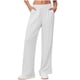 thumbnail image 1 of Pantalones de Pierna Ancha de Cintura Alta para Mujeres Pantalones de Cintura Elásticos de Cordón de Lino de Color Sólido, 4 Bolsillos Que Fluyen Pantalones de Verano, 1 of 7