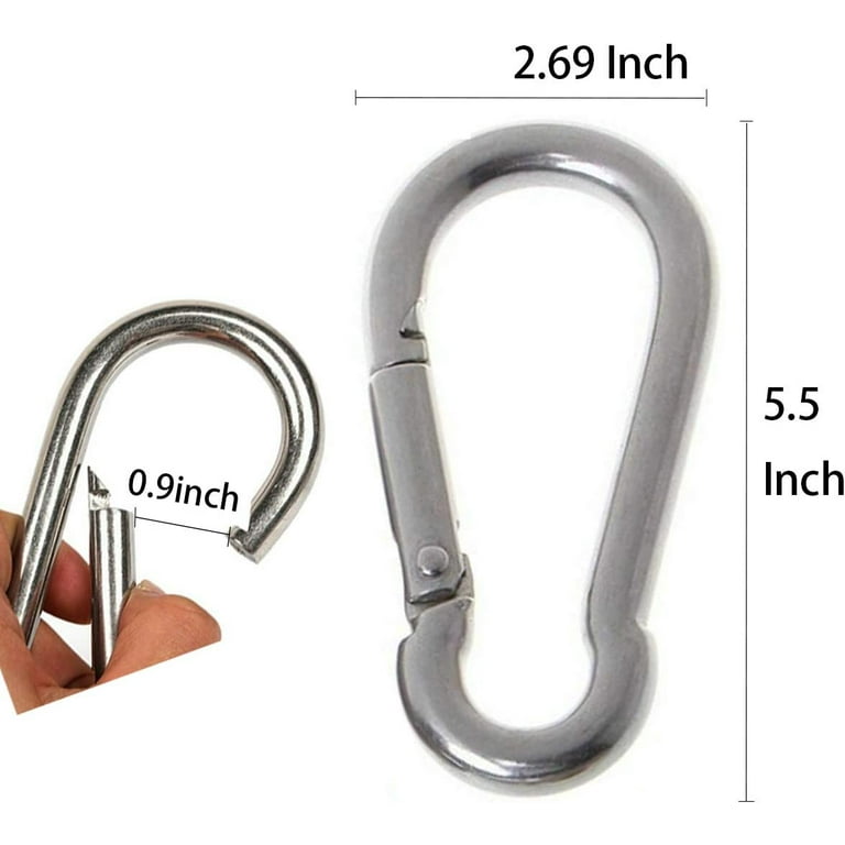 Large Carabiner Clip,5-1/2 Inch Heavy Duty Stainless Steel Spring Snap Hook  for Outdoor Living,Gym,Boating,Hammock