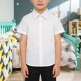 thumbnail image 2 of YunPes Boys Button down Shirt Short Sleeve Toddler Girls Oxford Shirts Casual Formal Wedding 𝐔niform Dress Shirts Summer Clothes, 2 of 4