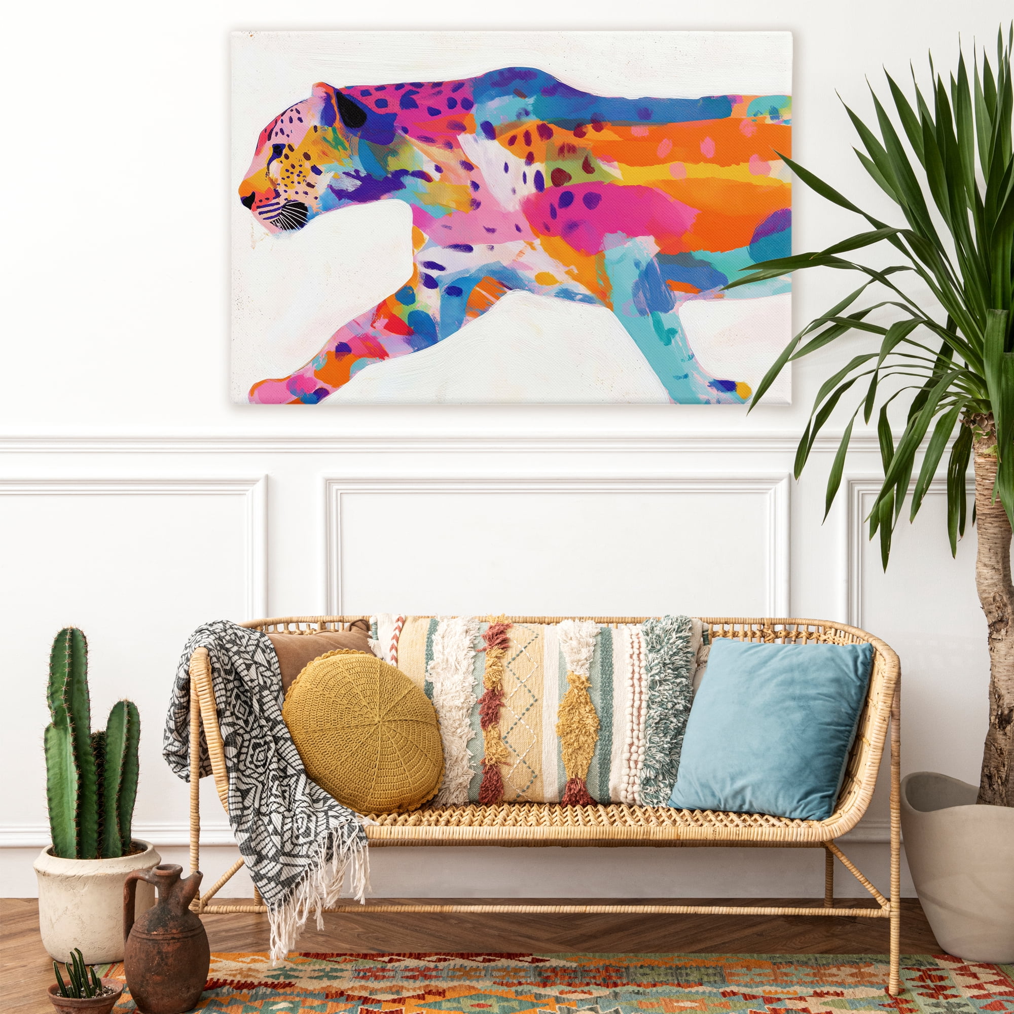 Stupell Industries Vibrant Hued Cheetah In Motion Canvas Wall Art, design by Chromatic Storm Studio