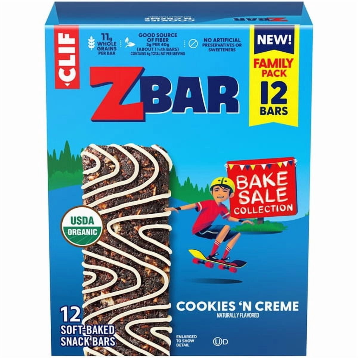 Zbar Bake Sale Collection Cookies 'N Crème Organic Soft-Baked Energy Snack Granola Bars