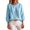 Light Blue, variant on Bosfbaoi 3/4 Puff Sleeve Womens Tops Solid Round Neck Loose Linen Blend Casual Blouses