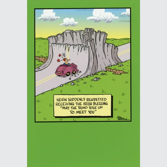Nobleworks Car Crashed into Road: May the Road Rise Up Funny / Humorous St. Patrick's Day Card
