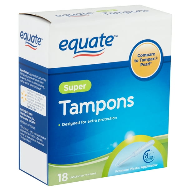 Equate Super Absorbency Unscented Tampons with Plastic Applicators, 18