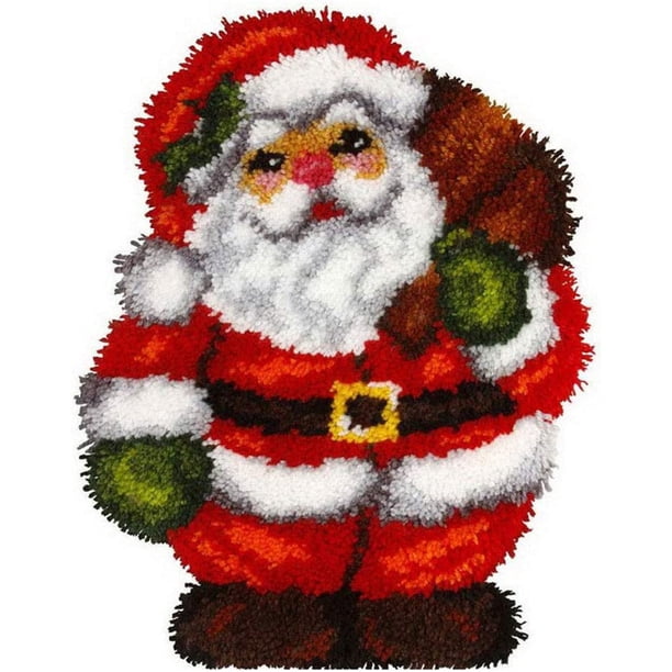 MIAOLLUN Kits de alfombra con gancho de pestillo, lienzo impreso en 3D, decoración navideña de Papá Noel, aguja de tapis de ganchillo para alfombras para manualidades, 20,4 "x 15,0", Papá Noel